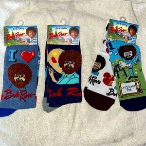 (4 Pair) Sockopath Bob Ross “Joy of Painting” Unisex Adult Crew Socks